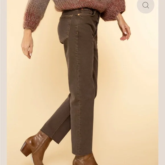 RE/DONE 70s Ultra High Rise Stove Pipe Jeans | Chocolate (30) NWT - Picture 3 of 9